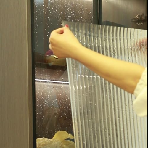 Reeded Privacy Window Film, Frosted Glass Vinyl, 3D Decorative Window Decals Non Adhesive for Bathroom, Living Room (（35.43X118.11in）) - size: （35.43 X 118.11in）