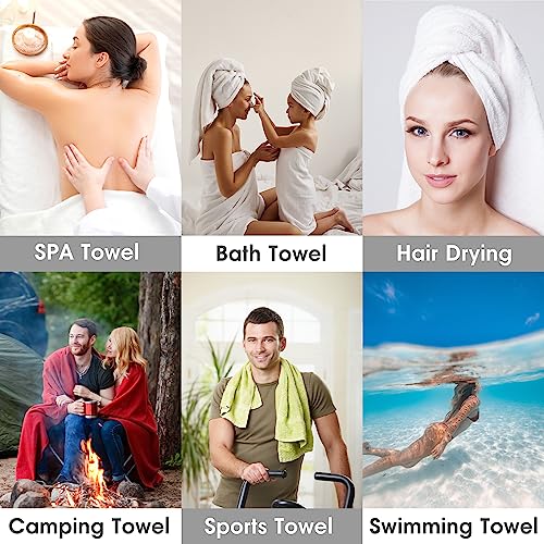 JML Microfiber Bath Towels Set, 6 Pack (30" x 60") | Hanging Loop, Soft, Extra Absorbent, Quick Dry as Spa, Sauna, Salon Hair Wrap - color: Microfiber White, size: 6 Pack (30 in x 60 in)