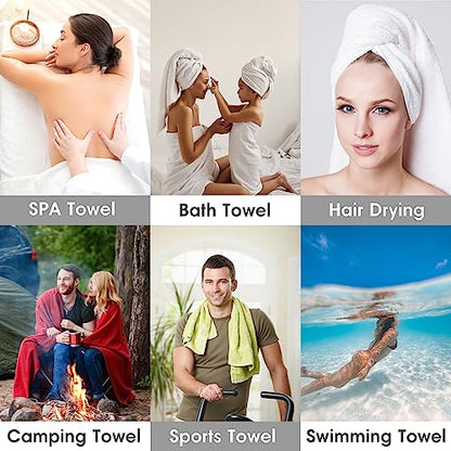 JML Microfiber Bath Towels Set, 6 Pack (30" x 60") | Hanging Loop, Soft, Extra Absorbent, Quick Dry as Spa, Sauna, Salon Hair Wrap - color: Microfiber White, size: 6 Pack (30 in x 60 in)