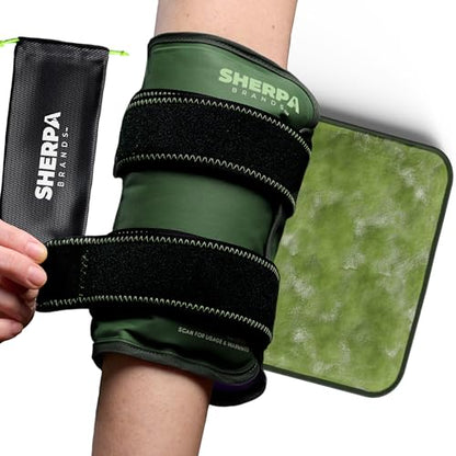 Medium Gel Ice Packs for Injuries Reusable Wrap with Straps - Hot and Cold Pack for Pain Relief, Tennis Elbow, Ankle, Foot, Hand - 8" x 12" - Green - size: Medium, style: Green