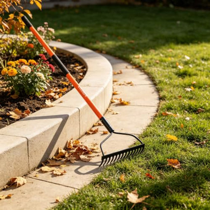 KOLEIYA 57" Heavy Duty Garden Rake – 14-Tine Bow Rake with Fiberglass Handle, for Soil Leveling, Mulch Spreading, Lawn Care & Debris Cleanup