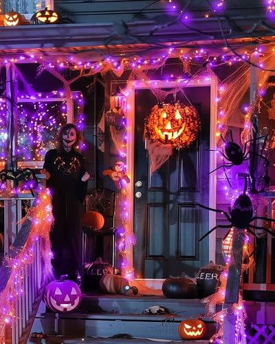 Minetom Fairy Lights Battery Operated, Twinkle String Lights 5ft 60LED - color: Orange & Purple