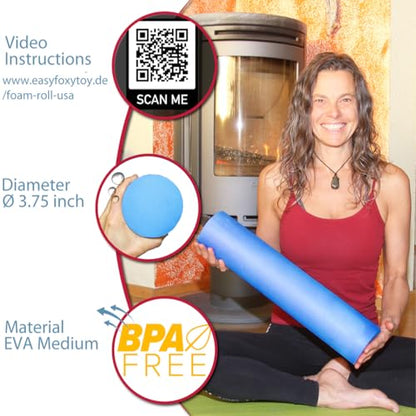 Foam Roller Back Leg Muscle Pain - Small Size Hard Density EVA Muscle Recovery Roll Ø3.75"x18" for Physical Therapy, Helps as Spine Cracker Stretcher