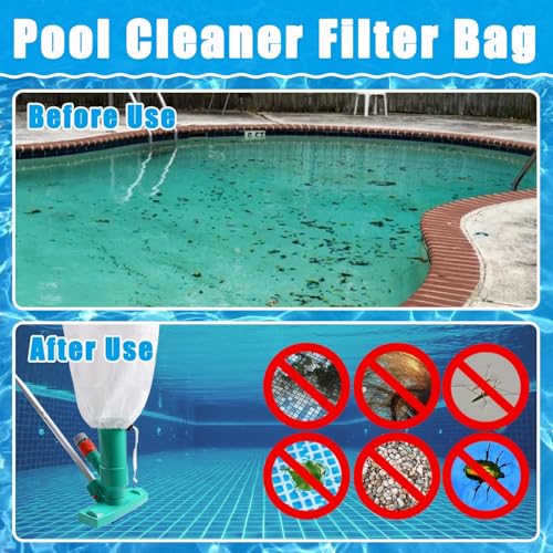 6-Pack Pool Vacuum Mesh Replacement Bags, Fine Mesh Leaf Vacuum Net Bags with Locking Cord for Pool Cleaners, Suitable for Pools, Aquariums, and Ponds, Collects Leaves and Debris