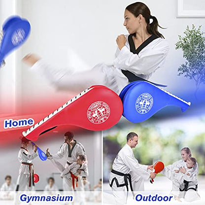 Taekwondo Kick Pads 2PK, Karate Martial Arts Training Equipment Kicking Target Pad, Double Strike Boxing Pads for Kids Youth Adult (Blue&Red)