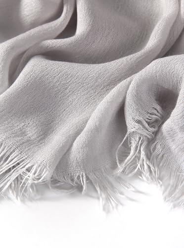 Cotton Linen Plain Hijab Scarf For Women,Muslim Viscose Crinkle Edge With Fringe,Summer Beach Wrap Headwraps Shawl - color: 56#lightgrey