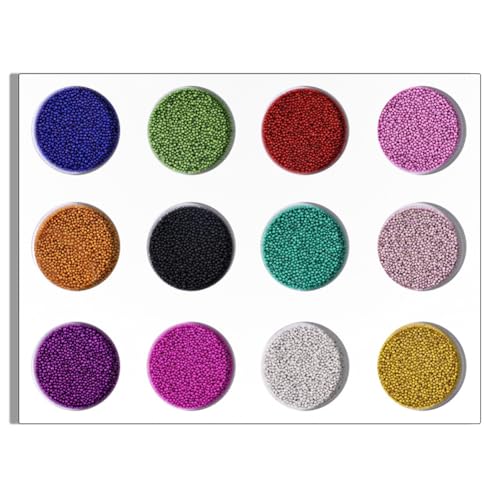Nail Art Caviar Beads Colorful Micro Crystals Beads 3D Manicures Mini Pearls Decorations 12Jars - color: 12Jars Nail Caviar Beads