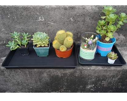 VUWEZ Plant Growing Trays 2 Pack, Plant Tray, 14.5"x11", Heavy Sturdy Plastic Plants Saucer, Seedling Starter Trays, Seed Starter Growing Tray (Black) - color: Black, size: 14.5'' x 11'' x 1.5'' (2 pack)
