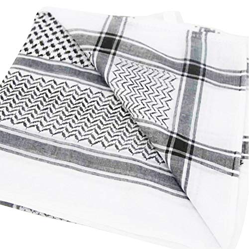 HOMELEX Keffiyeh Arab Head Scarf for Men Sheikh Muslim Turban Saudi Dubai Headwear - color: Black-q