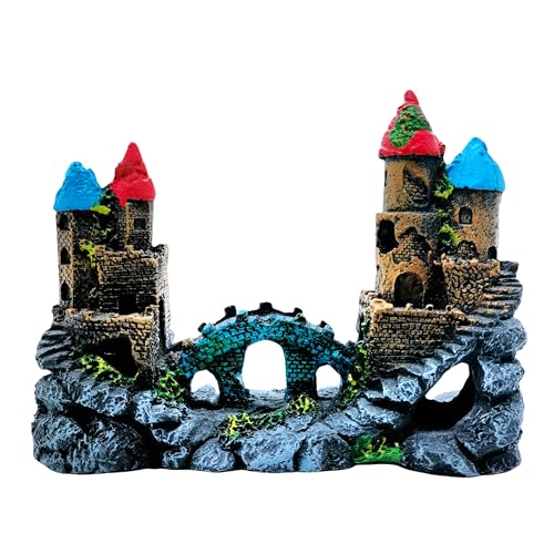 M2cbridge Antique Roman Column Ruins European Castle Aquarium Decorations Fish Tank Hideout Rocks (Medium Castle) - color: Medium Castle