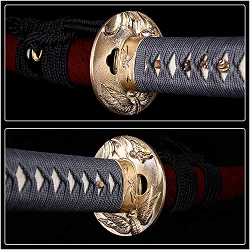 siwode Katana Handmade Full Tang Sharp, Alloy Tsuba Japanese Samurai Sword High Carbon Steel 1060,T10 1095, 40-Inch - color: Dragen fly