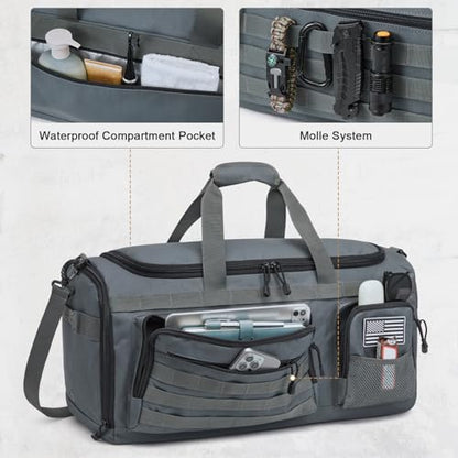 G4Free 3-in-1 Duffle Bag Travel Gym Sports, Large Tactical Duffel Backpack | 50L/65L with Shoes Compartment and Wet Pocket, Military Workout Bag for Men and Women, Dark Grey - color: Dark Grey