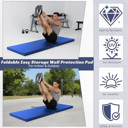 1-Piece Wall Pads for Gym, 2" Thick Wall Cushion Padding Basketball Court Garage Wall Mount Protector, 60" L x 24" W Anti Collision Exercise Mats for Basement Taekwondo - color: Blue