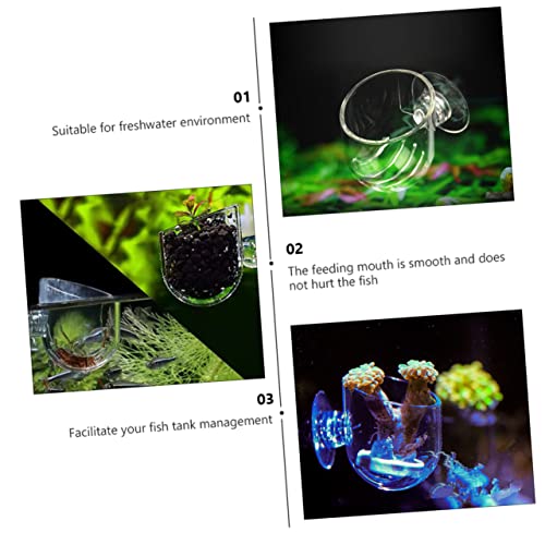 Yardwe 2pcs Transparent Food Holder for Fish Tank Feeding Supplies Acrylic Feeder Cups Easy to Clean and Store for Live and Fish Food Promotes Healthy Eating
