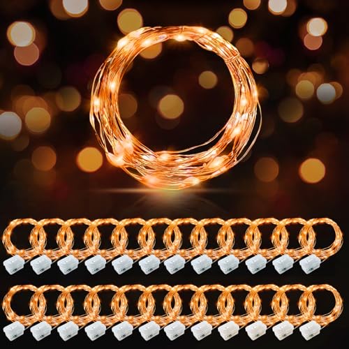 AIKEI 24 Pack LED Fairy Lights Battery Operated, Orange Thanksgiving Mini String Lights Waterproof 7ft 20 Led Firefly Starry Lights for Wedding Party Bedroom Garden Christmas Decoration Orange - color: Orange, size: 24 Pack