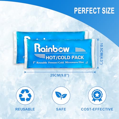 Soft Ice Packs Reusable Gel Pack 2, Hot and Cold Gel Ice Packs for Injuries, Headaches, Joint Pain Relief, Comfort Ice Pack Flexible Therapy on Neck, Ankle, Knee, Leg, Shoulder, Elbow, Wrist, Feet - color: 9.8" X 4.3" - 2 Ice Packs