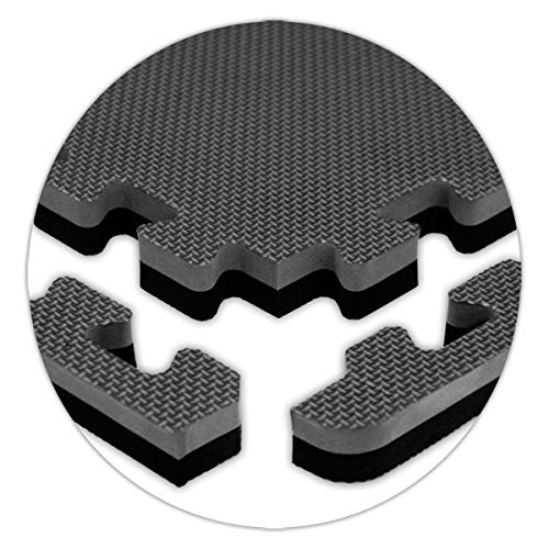 American Floor Mats - Interlocking Puzzle Exercise Gym Mats: Premium Foam Tiles, Wood Foam Tiles, Extreme Foam Tiles - color: Ultimate Black/Grey, size: 3/4" Thick - 25-Pack (100 Sq Ft)
