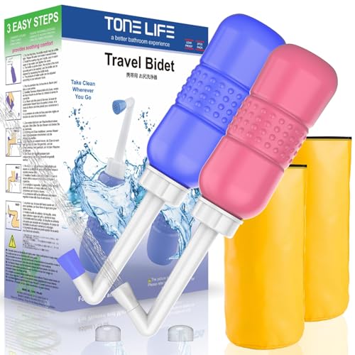 2PCS Pink+Blue Portable Bidets +Water Seal Cap - 15oz Peri Bottle for Postpartum Perineal Care- Baby Travel Bathing kit, Travel Bidet Bottle - 450ml Portable Bidet for Birth Tears, Hemorrhoids, Pain - color: 450ml Blue + Pink【tw0 Color!】