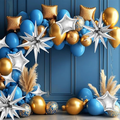 22 Pcs Silver Star Balloons,22/18/10 Inch Star Foil Mylar Balloon - color: Silver