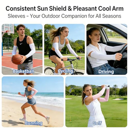 UV Sun Protection Cooling Compression Arm Sleeves for men women - color: White