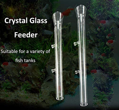 Ailindany 300mm Fish Feeder Tube Aquarium Clear Glass Feeder Tube for Fish Tank Shrimp Feeding with 2pcs Suction Cups