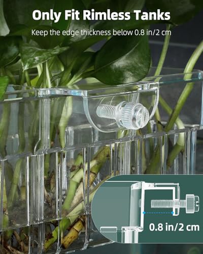 Pawfly Clear Acrylic Aquarium Plant Holder for Fish Tanks, 3 Slots Top Hanging Fish Tank Planting Holder with Hook, Adjustable Aquarium Planter Cup, Plant Pot for Water Feature Decoration - size: 1 Pcs 3 Slots