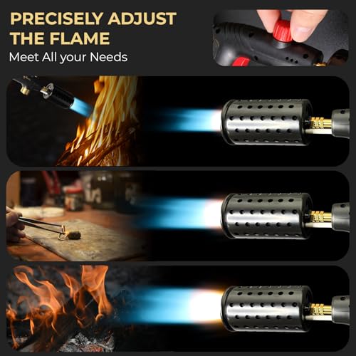inZaynity® Propane Torch Gun for Grill & BBQ - High Power Handheld Blow Torch with Adjustable Flame & Safety Lock - Portable Fire Starter for Cooking, Searing,Charcoal & Outdoor Use(Tank Not Included)