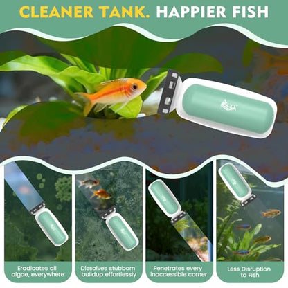 AQQA Magnetic Aquarium Glass Cleaner, Floating Fish Tank Algae Scraper,S | Enhanced Magnetic Fish Tank Cleaner, Aquarium Glass Scrubber Algae Scrapers for up 0.32" Thick Glass/Acrylic Aquariums Small - size: Small for less than 0.32" (8mm) thickness