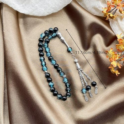 Islamics Prayer Beads 33 Tasbih Ice Cracked Glass Rosary Necklace for Muslims Worship and Spiritual Reflection Daily Worship Tasbih - color: Gray