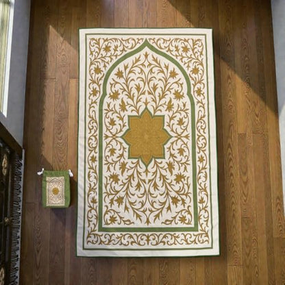 The Anywhere Sajadah Portable Microfiber Suede Travel Prayer Mat, Foldable Pocket Sajjadah with Drawstring Pouch, Quick-Dry, Machine Washable, Lightweight Prayer Rug, Gift for Hajj, Umrah & Travel