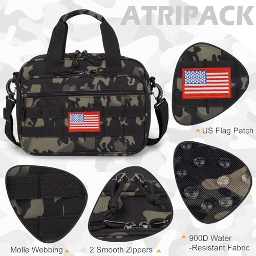 ATRIPACK Tactical Large Bible Cover for Men,Double Layer Bibles Bag With Detachable Book Carrying Case, Covers for Bible Organizer with Zippered Pockets,Church Case with Handle. - color: camo black