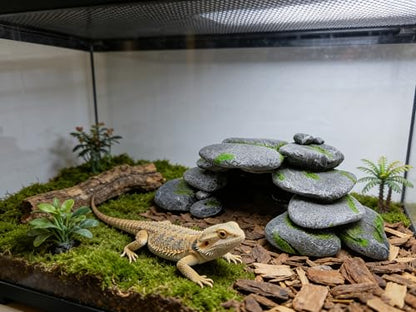 M2cbridge Reptile Hide Resting Step Ledge Cave Hideout Turtle Basking Platform – Great for Reptiles, Amphibians, and Fish (Pebble Arch Cave) - style: Pebble Arch Cave