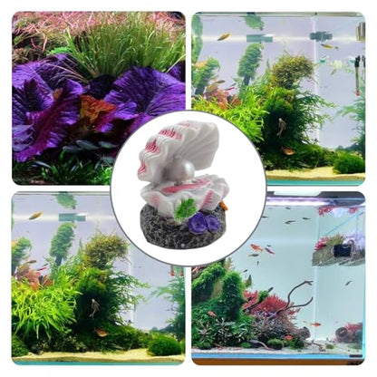 Aquarium Shell Decor Air Bubble Stone with Air Stone Bubbler Volcano Ornament Mini Cute Undersea Clam Pearl Ornaments for Fish Shrimp Crab Betta Tank