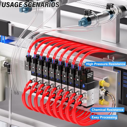 TAILONZ PNEUMATIC Air Line 1/4 inch od Red Pneumatic Nylon Tube 32.8ft Air Brake Tubing Nylon Hose - color: Red-Nylon, size: 1/4'' OD/32.8ft/10m
