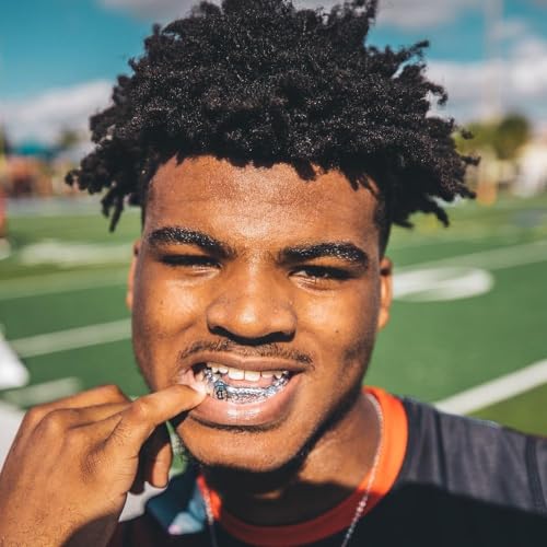 Battle Sports Ultra-Slim Grillz Football Mouthguard, Chrome Silver | Show off your style, Lightweight mouthpiece, Exceptional breathability, Remoldable technology, Low-heat customized fit - color: Chrome Silver