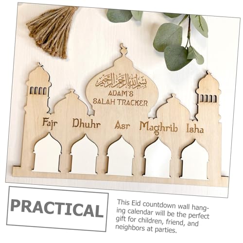 Ramadan Decorative Calendar Wooden Eid Mubarak Wall Hanging Ornament for Home Decor Countdown to Eid for Ramadan Decorations and Festive Atmosphere