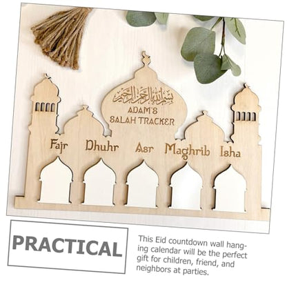 Ramadan Decorative Calendar Wooden Eid Mubarak Wall Hanging Ornament for Home Decor Countdown to Eid for Ramadan Decorations and Festive Atmosphere
