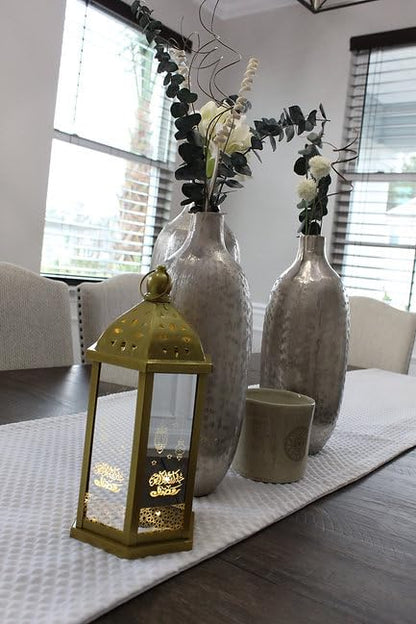 Eid New Year Mubarak Alaykom Al Shahar Ramadan Lantern - Perfect for Gifting, Housewarming, Wedding, Decoratives, Stylish Home Festive Muslim Durable Lightning Occasions