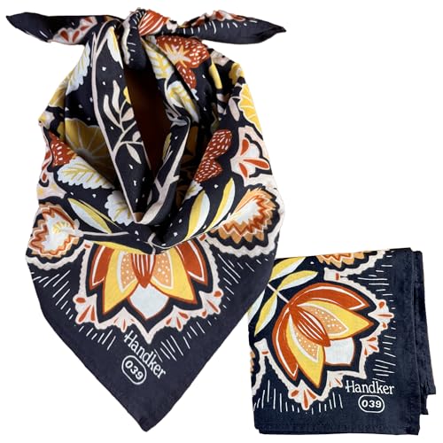 Handker Bandana Cotton Hair Scarf & Head Bandanas for Women & Men - 22"x22" - color: Elsie
