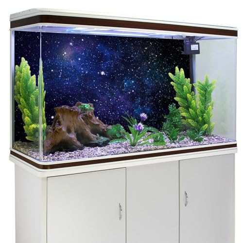 48x18 inches Galaxy Aquarium Backdrop Blue Starry Sky Fish Tank Background | AWERT Universe Space Nebula Stars Terrarium Background - size: 48x18in/120x45cm