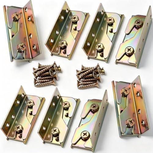 8 Sets Bed Rail Brackets,Heavy Duty Bed Frame Brackets Bed with Screws | Fittings Wooden Bed Frame Connectors - size: 8 Pieces