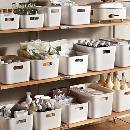 Set Of 6 Plastic Storage Bins,10×7×6 inch Versatile Kitchen Pantry Organization and Storage,for Plastic Storage Container Under Bed,Under Sink Bathroom Organizer (White, 6XS) - size: 6 XS