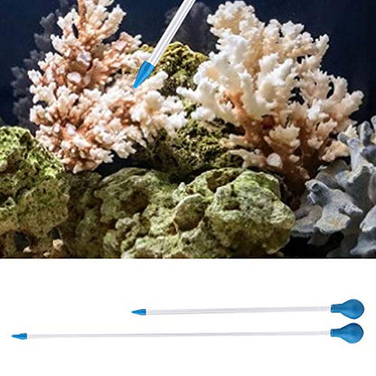 Aquarium Feeder, 2Pcs Long Acrylic Pipette Dropper Tube with Waste Remover Tool for Reef Anemones, Brine Shrimp Feeding, Fish Tank Maintenance Tools for Saltwater Aquariums