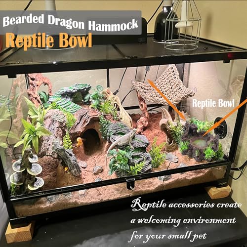 kathson Resin Reptile Bowl Bearded Dragon Food Dish Lizard Water Dish Reptiles Feeding Bowls with Feeder Tweezer for Leopard Gecko Tortoise Chameleon Water Frog Hermit Crab
