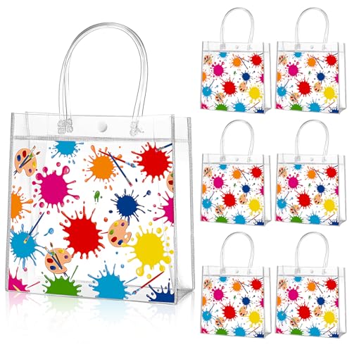 Aliceset 20 Pcs Paint Splatter Clear gifts Bags Goodies 8x8x3.15 - style: Paint Splatter