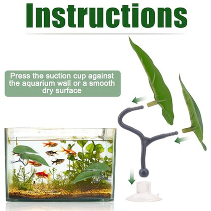 6pcs Double Layer Betta Leaf Hammock, Realistic Plastic Big & Small Leaf Fish Tank Decor with Suction Cups Branches Aquarium Plants for Betta Fish Resting Bed Spawning Ground - style: Style B