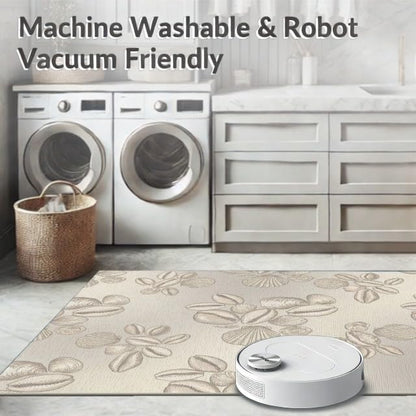 6'x9' Washable Beachy Shell Area Rug, Sand Non-Shedding Pet Friendly Room Rug Foldable Easy Care Carpet for Queen Size Bedroom, Under Bed, Master Suite | Ref:1903051 - color: Beige/Pattern 13, size: 6' x 9' (Rectangular)