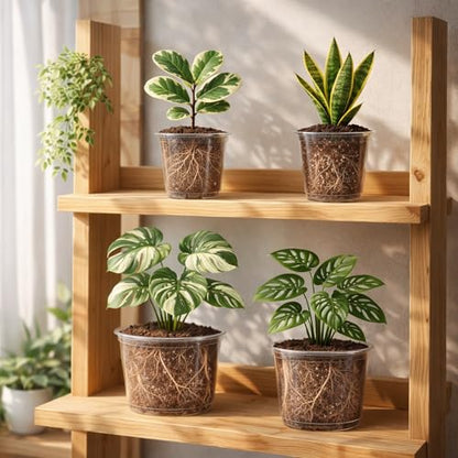 Bluepro Clear Nursery Pots with Drainage Holes, 5/6/8/10 Inch, 16-Pack | Clear PET, 4 Each of Four Large Sizes, Root and Moisture Visibility, Flexible, Reusable, Repotting and Plant Care - size: 5/6/8/10 Inch-16Pcs
