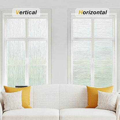 Haton Window Privacy Film, Frosted Glass Non-Adhesive Film, 11.8" x 78.7" | Static Cling Removable UV Heat Block Anti Glare Glass Film for Bathroom Household Window Privacy with Ocean Wave Pattern - color: Ocean Wave, size: 11.8" x 78.7"