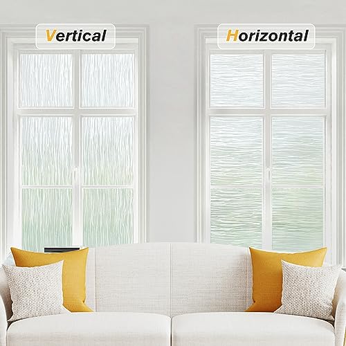 Haton Window Privacy Film, Frosted Glass Non-Adhesive Film, 23.6" x 118.1" | Static Cling Removable UV Heat Block Anti Glare Glass Film for Bathroom Household Window Privacy with Ocean Wave Pattern - color: Ocean Wave, size: 23.6" x 118.1"